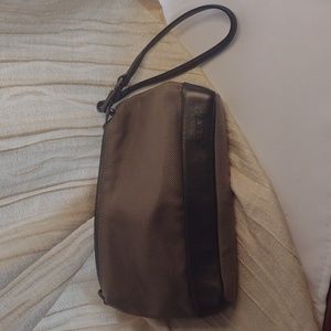 Bronze brown wristlet hand bag by Tumi